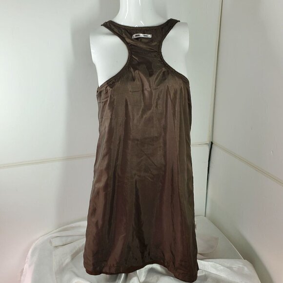 Retro Metal Embellished T Back Tunic Top Brown Microfiber Lee and Joe Womens Med - Picture 14 of 14